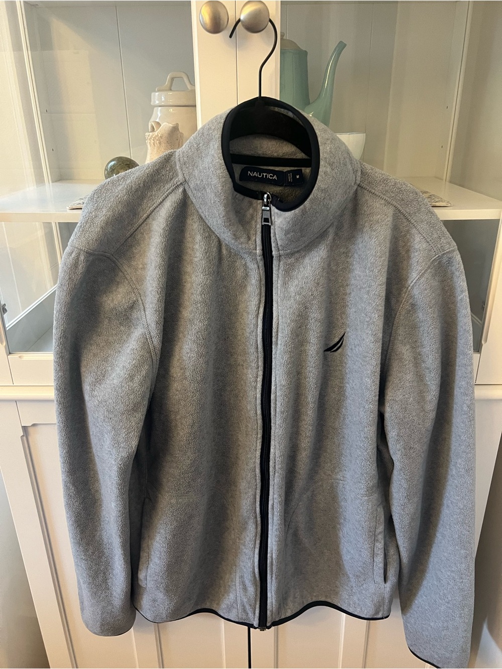 Grey & black Nautica fleece jacket sweater Size Medium